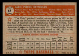 1952 Topps Baseball #067 Allie Reynolds Yankees EX-MT Red 544148