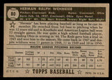 1952 Topps Baseball #080 Herman Wehmeier Reds VG-EX Black 544156