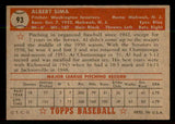 1952 Topps Baseball #093 Al Sima Senators EX-MT 544168
