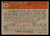 1952 Topps Baseball #205 Clyde King Dodgers EX-MT 544277