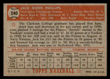 1952 Topps Baseball #240 Jack Phillips Pirates EX+/EX-MT 544310