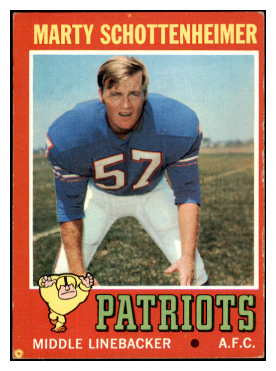 1971 Topps Football #003 Marty Schottenheimer Patriots VG-EX 423482