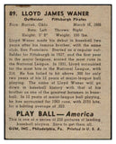 1939 Play Ball #089 Lloyd Waner Pirates EX residue 424812