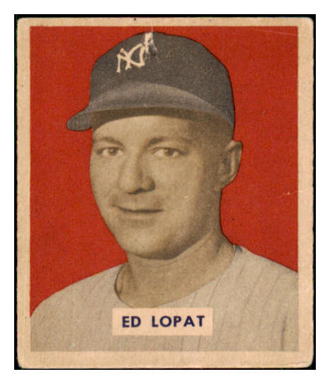 1949 Bowman Baseball #229 Eddie Lopat Yankees Good pin hole 435067