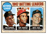 1968 Topps Baseball #001 N.L. Batting Leaders Roberto Clemente EX 435820
