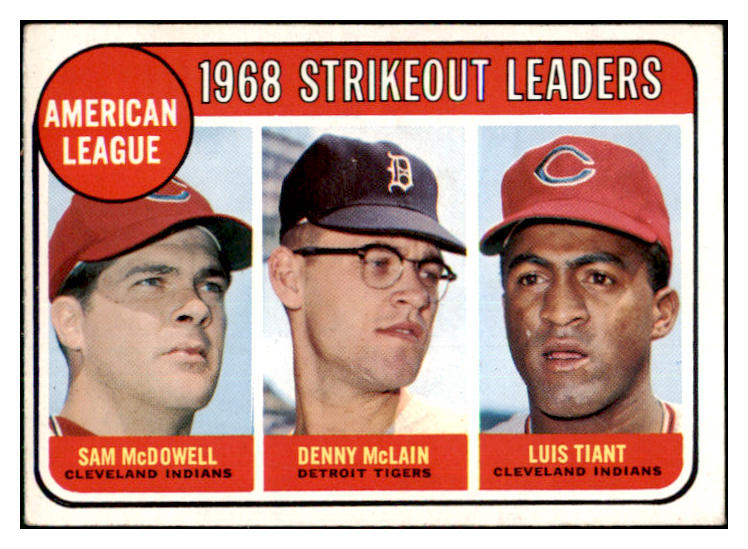 1969 Topps Baseball #011 A.L. Strike Out Leaders Luis Tiant EX 435900