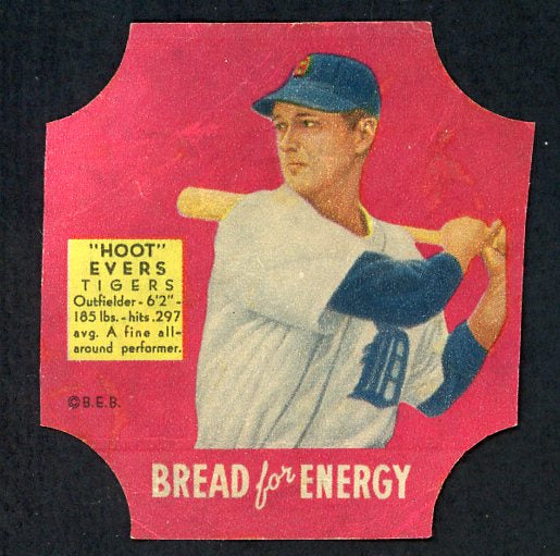 1951 Fischers Bread Hoot Evers Tigers VG/VG-EX w/Tab 436333
