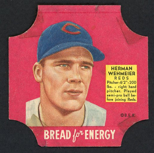 1951 Fischers Bread Herman Wehmeier Reds VG-EX Tape w/Tab 436338