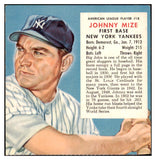 1953 Red Man #018AL Johnny Mize Yankees EX-MT No Tab 437330