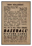 1952 Bowman Baseball #091 Don Kolloway Tigers NR-MT 449900