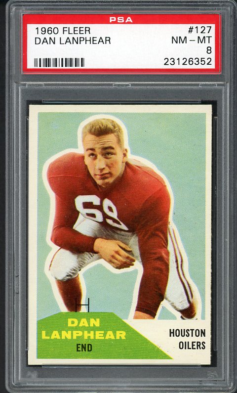 1960 Fleer Football #127 Dan Lanphear Oilers PSA 8 NM/MT 451595