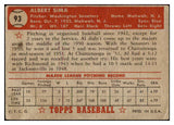 1952 Topps Baseball #093 Al Sima Senators VG 453532