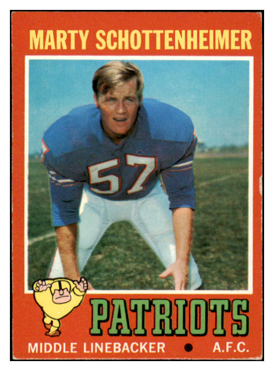 1971 Topps Football #003 Marty Schottenheimer Patriots VG-EX 460121