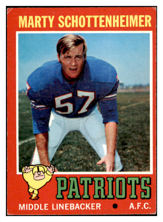 1971 Topps Football #003 Marty Schottenheimer Patriots VG 460366