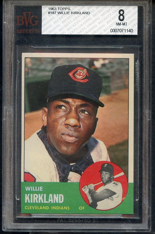 1963 Topps Baseball #187 Willie Kirkland Indians BVG 8 NM/MT 326492