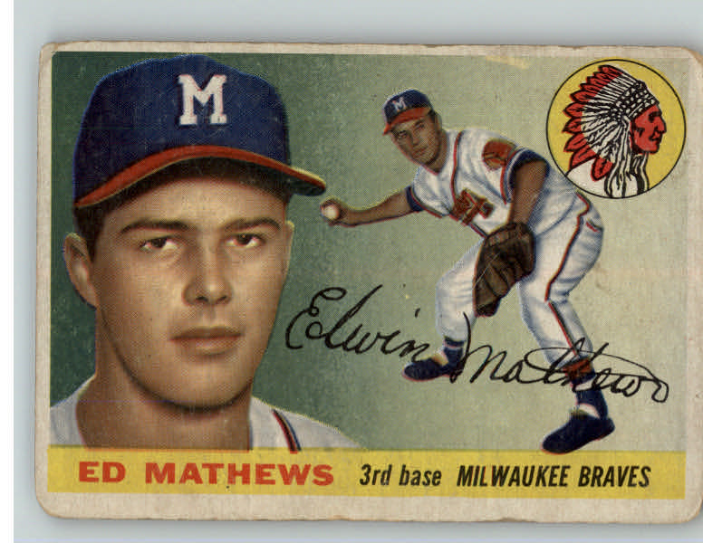 1955 Topps Baseball #155 Eddie Mathews Braves GD-VG 355690