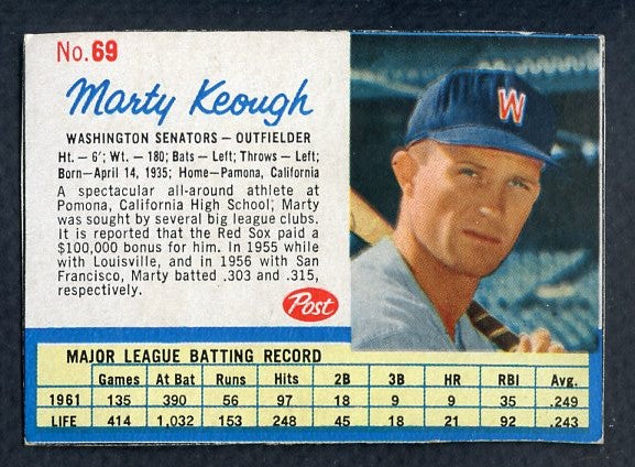 1962 Post #069 Marty Keough Senators EX-MT 372944