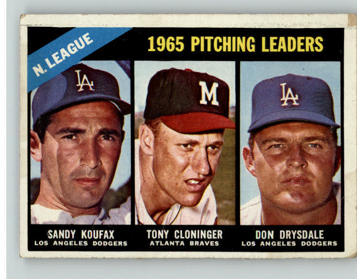 1966 Topps Baseball #223 N.L. Win Leaders Sandy Koufax VG 390648