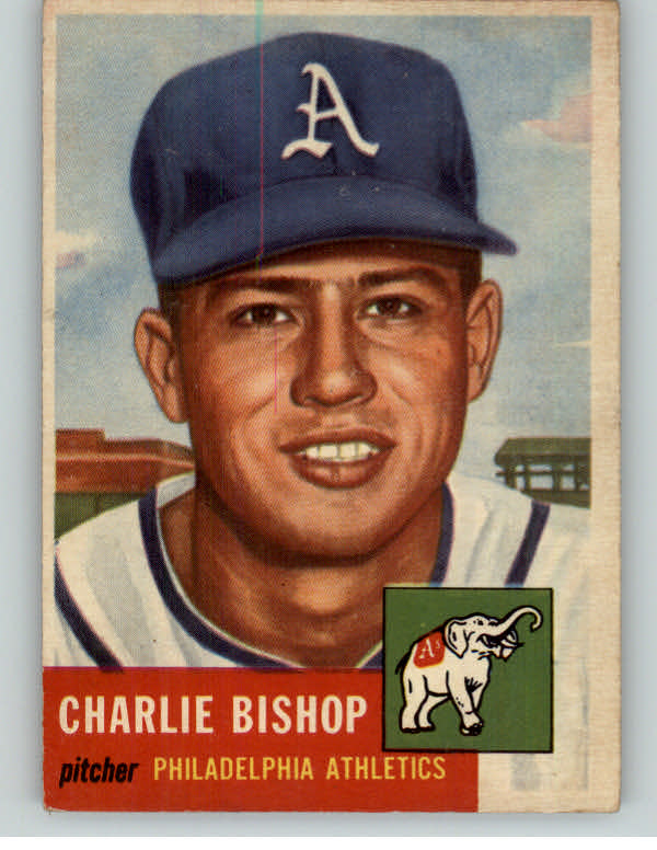 1953 Topps Baseball #186 Charlie Bishop A's EX+/EX-MT 393682