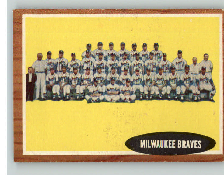 1962 Topps Baseball #158 Milwaukee Braves Team EX+/EX-MT 398652