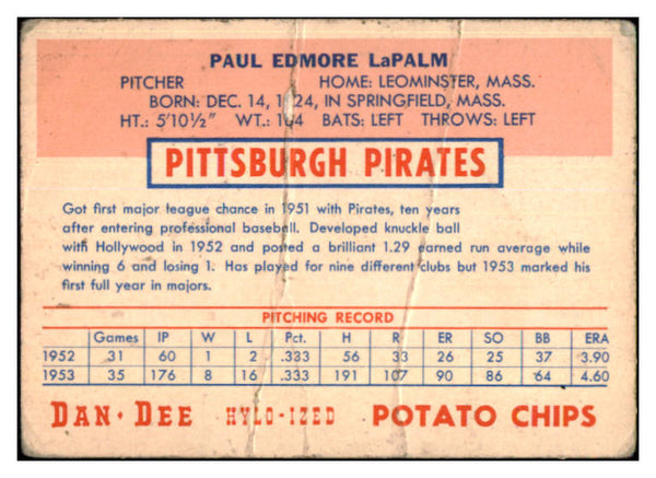 1954 Dan Dee Paul Lapalme Pirates Good 431163