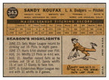 1960 Topps Baseball #343 Sandy Koufax Dodgers EX+/EX-MT 444112