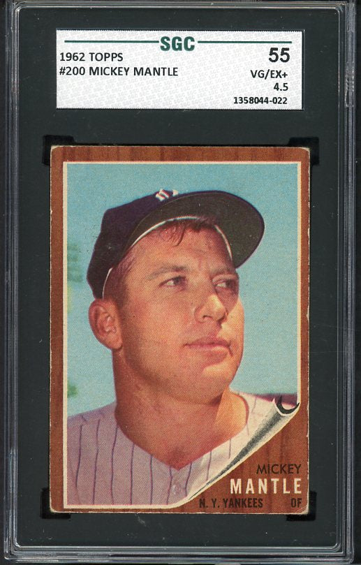 1962 Topps Baseball #200 Mickey Mantle Yankees SGC 4.5 VG-EX+ 445297