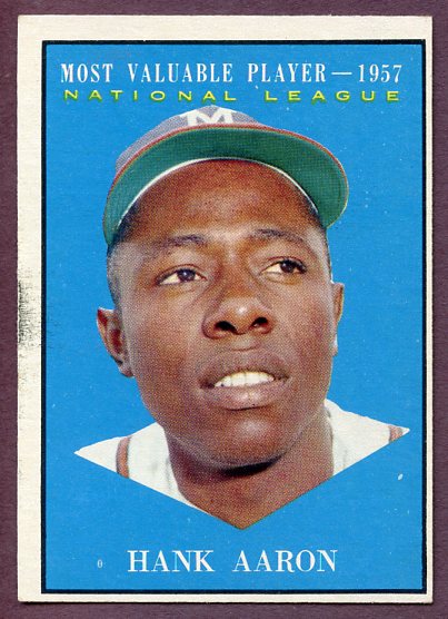 1961 Topps Baseball #484 Hank Aaron MVP Braves VG-EX/EX 446279