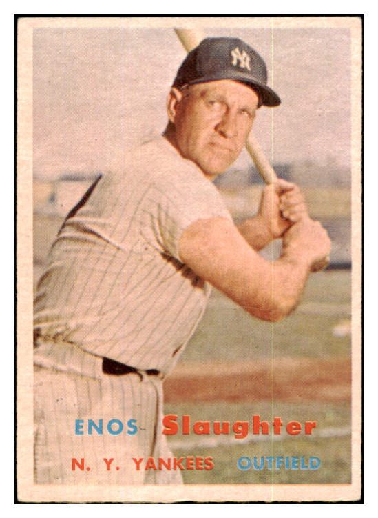 1957 Topps Baseball #215 Enos Slaughter Yankees EX+/EX-MT 449553