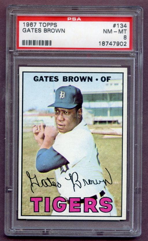 1967 Topps Baseball #134 Gates Brown Tigers PSA 8 NM/MT 459164