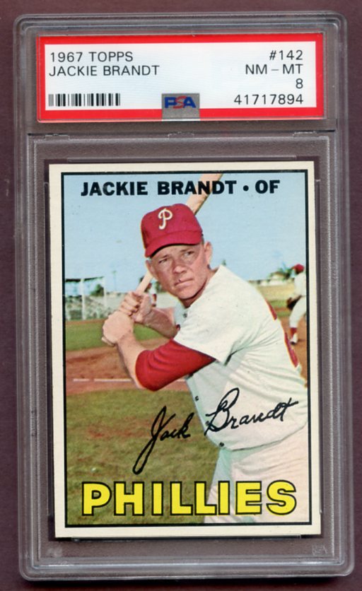 1967 Topps Baseball #142 Jackie Brandt Phillies PSA 8 NM/MT 459172