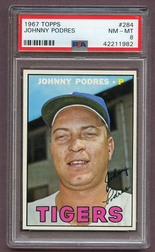 1967 Topps Baseball #284 Johnny Podres Tigers PSA 8 NM/MT 459311
