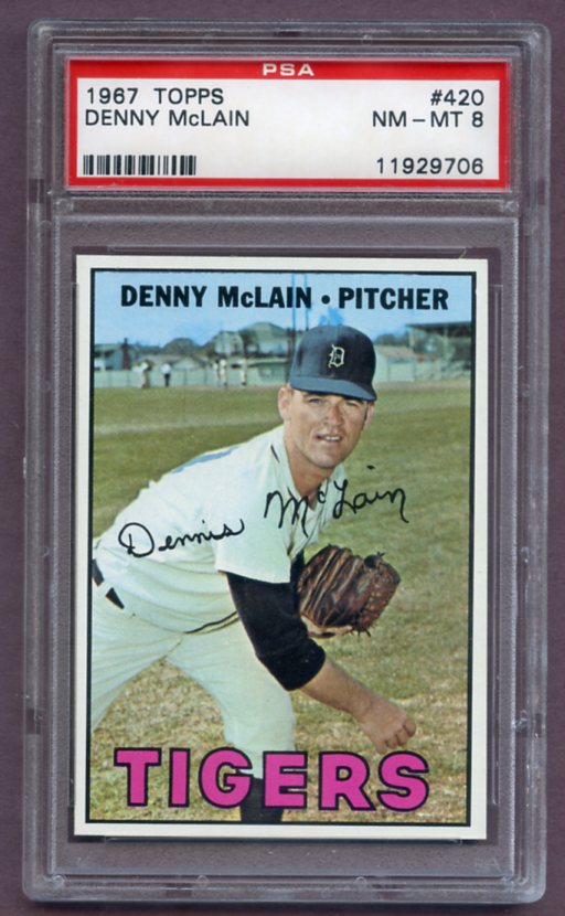 1967 Topps Baseball #420 Denny McLain Tigers PSA 8 NM/MT 459473