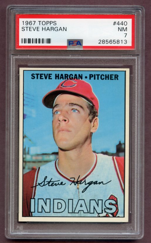 1967 Topps Baseball #440 Steve Hargan Indians PSA 7 NM 459493
