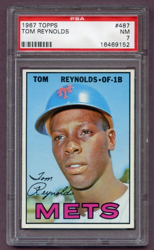 1967 Topps Baseball #487 Tommie Reynolds Mets PSA 7 NM 459540