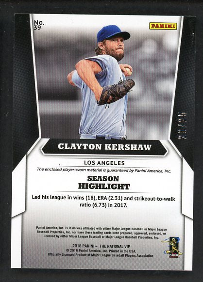 2018 Panini National VIP #039 Clayton Kershaw Dodgers 461477