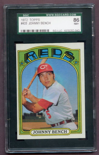 1972 Topps Baseball #433 Johnny Bench Reds SGC 7.5 NM+ 461879