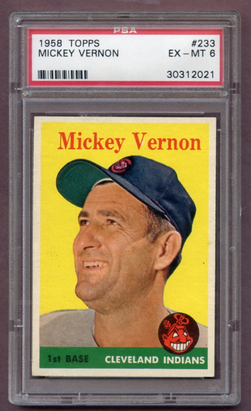 1958 Topps Baseball #233 Mickey Vernon Indians PSA 6 EX-MT 461885