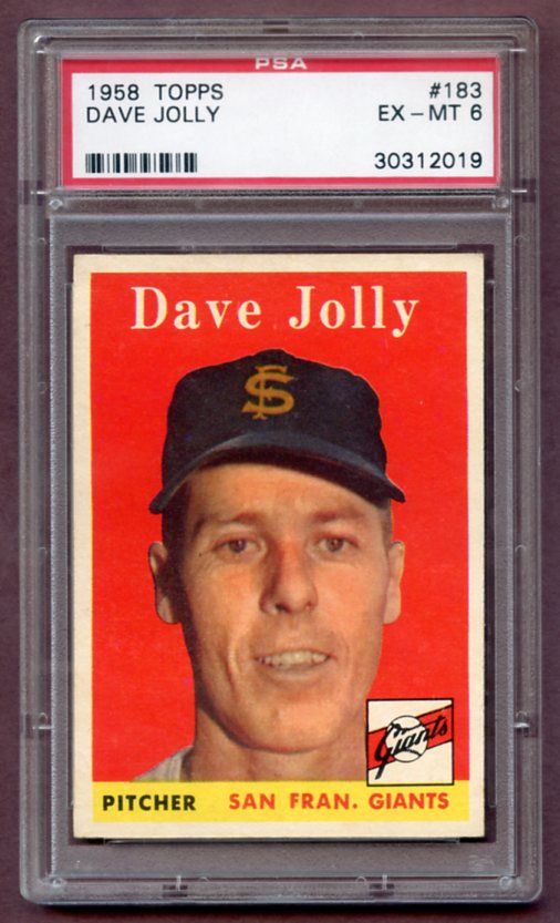 1958 Topps Baseball #183 Dave Jolly Giants PSA 6 EX-MT 461893