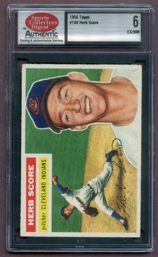 1956 Topps Baseball #140 Herb Score Indians SCD 6 EX/NM Gray 461954