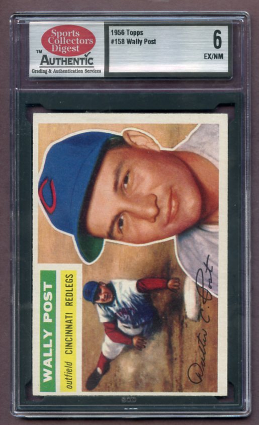 1956 Topps Baseball #158 Wally Post Reds SCD 6 EX/NM Gray 461973