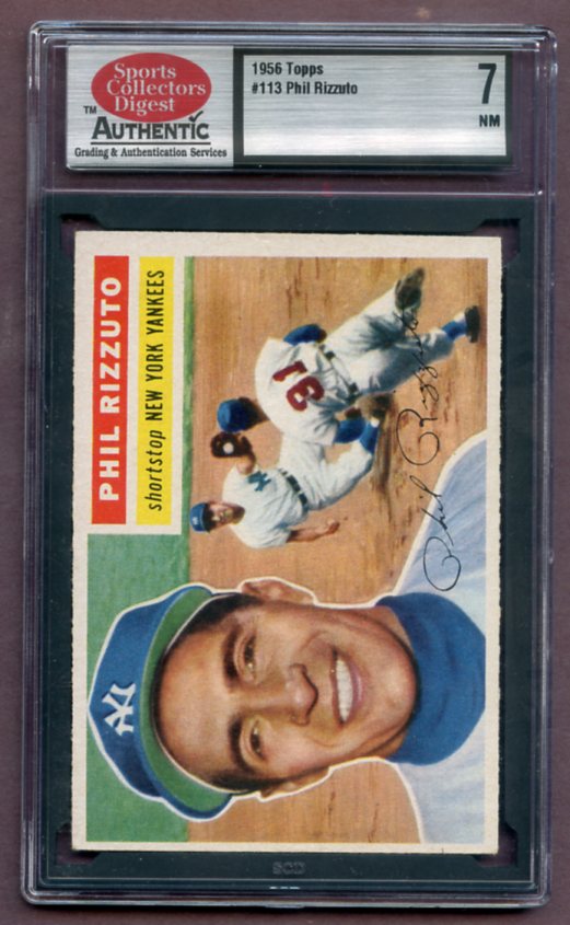 1956 Topps Baseball #113 Phil Rizzuto Yankees SCD 7 NM Gray 462006