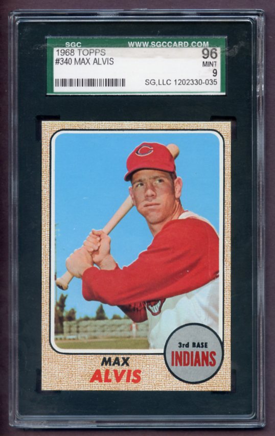 1968 Topps Baseball #340 Max Alvis Indians SGC 9 MINT 462031