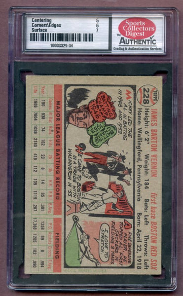 1956 Topps Baseball #228 Mickey Vernon Red Sox SCD 6 EX-MT 462055