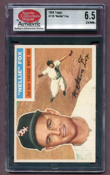 1956 Topps Baseball #118 Nellie Fox White Sox SCD 6.5 EX-MT+ Gray 462093
