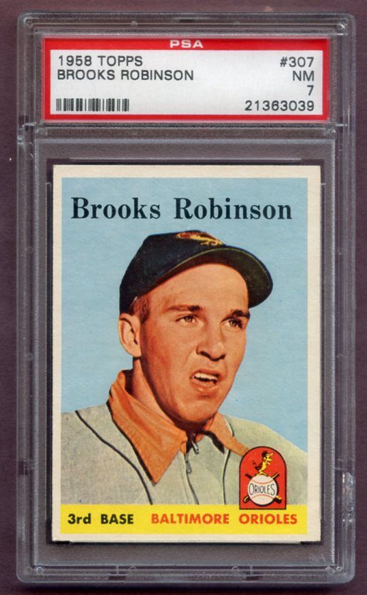 1958 Topps Baseball #307 Brooks Robinson Orioles PSA 7 NM 462149