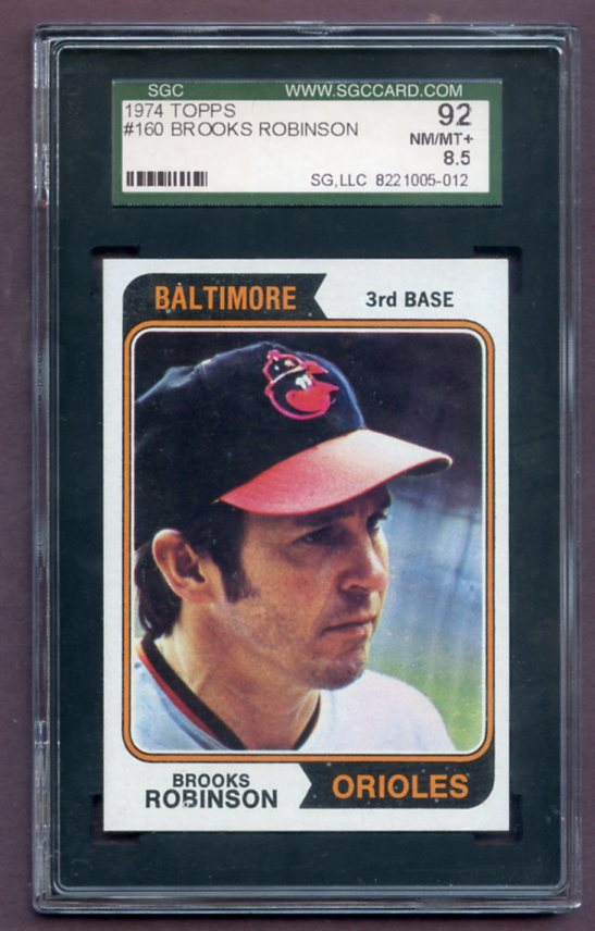 1974 Topps Baseball #160 Brooks Robinson Orioles SGC 92 NM/MT+ 462185