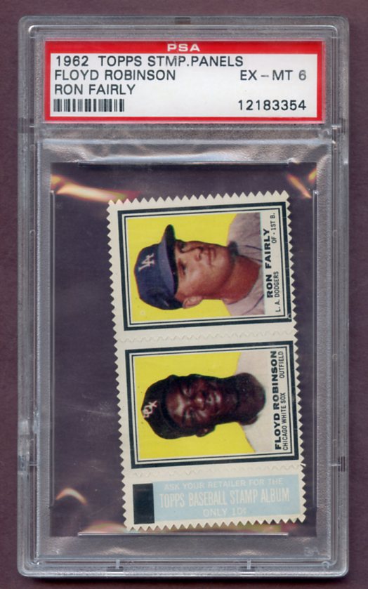1962 Topps Baseball Stamp Panel Floyd Robinson Ron Fairly PSA 6 EX-MT