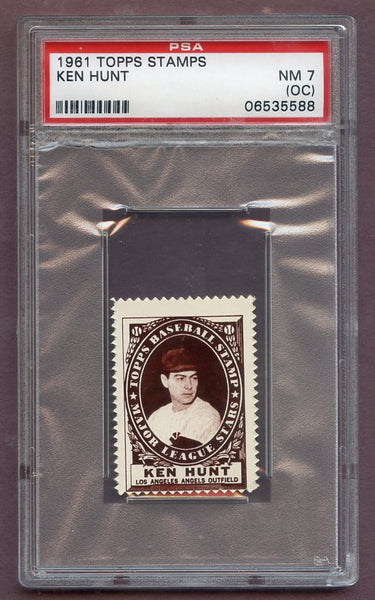 1961 Topps Baseball Stamps Ken Hunt Angels PSA 7 NM oc