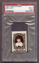 1961 Topps Baseball Stamps Ken Hunt Angels PSA 7 NM oc